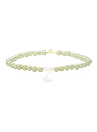 10 Karat Gold With Pearls Letter Z Luxury Pet Collar Bracelet 