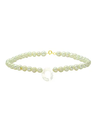 10 Karat Gold With Pearls Letter O Luxury Pet Collar Bracelet 