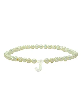 Pearls Letter J Elastic Bracelet 