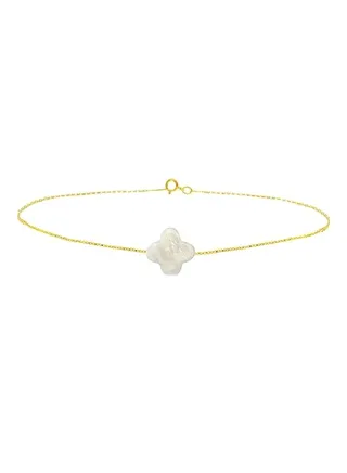 18 Karat Gold Plum Mother Of Pearl Pendant Bracelet 