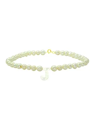 18 Karat Gold With Pearls Letter J Luxury Pet Collar Bracelet 