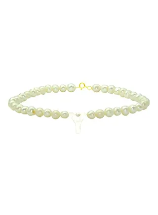 18 Karat Gold With Pearls Letter Y Luxury Pet Collar Bracelet 