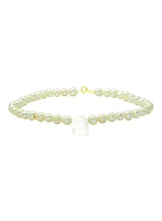 10 Karat Gold With Pearls Letter Q Bracelet 