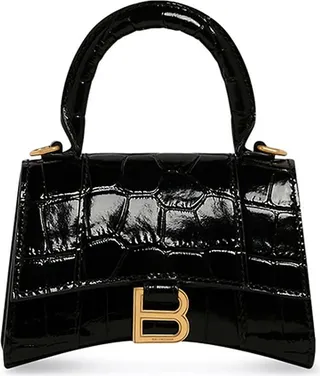 Hourglass Mini Handbag With Chain Crocodile Embossed