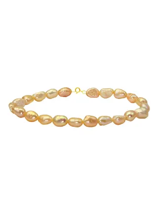 10 Karat Gold With Pearls Strand Bracelet 