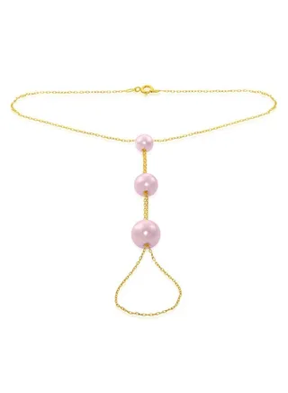 10 Karat Gold Gradual Built-In Pearl Bracelet 