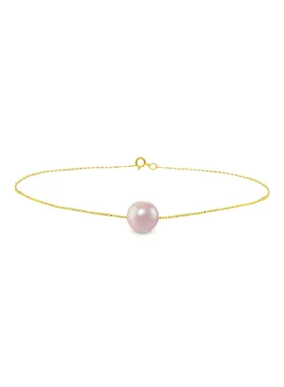 18 Karat Gold Pearl Chain Bracelet 