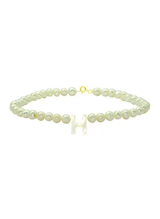 10 Karat Gold With Pearls Letter H Luxury Pet Collar Bracelet 