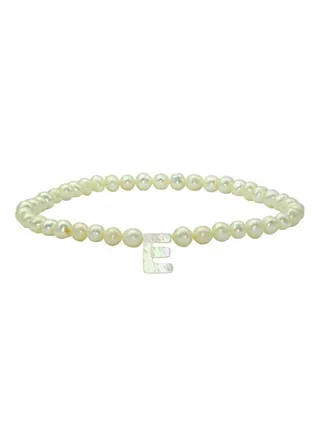 Pearls Letter E Elastic Bracelet 