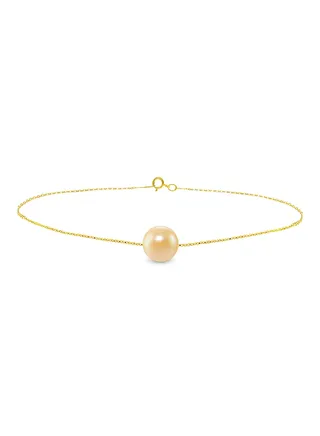 10 Karat Gold Pearl Chain Bracelet 