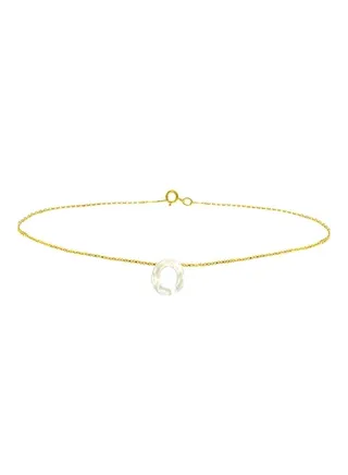 18 Karat Gold O Letter Mother Of Pearl Charm Bracelet 