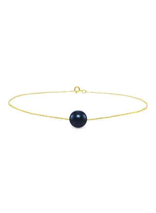 18 Karat Gold Pearl Chain Bracelet 