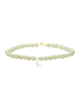 10 Karat Gold With Pearls Letter L Bracelet 