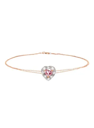 18 Karat Gold Diamonds And Quartz Heart Bracelet 