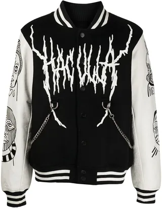 Leather-Sleeve Varsity Jacket