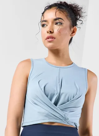Knot Front Cropped Athletic T-shirt