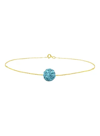 10 Karat Solid Yellow Gold Simple 10 mm Crystal Ball Chain Bracelet 