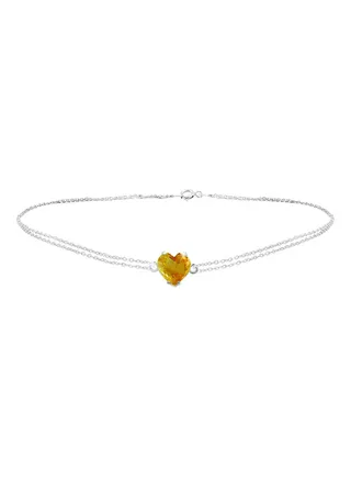 18 Karat Solid White Gold 7 mm Citrine Chain Bracelet 