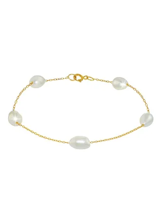 18 Karat Gold Pearl Bracelet 