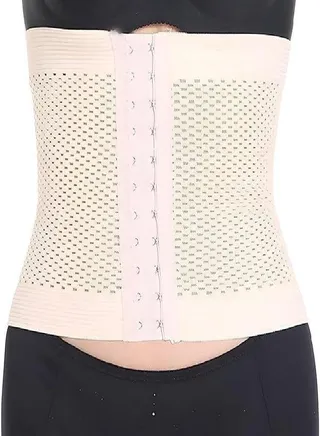 Postpartum waist trainer body shaper/Women waist training corsets shapewear/Tummy Tucker Post Pregnancy Recovery Belt (Beige, Small) 