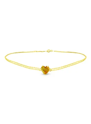 18 Karat Solid Yellow Gold Citrine Chain Bracelet 