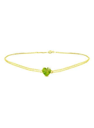 18 Karat Solid Yellow Gold Peridot Chain Bracelet 