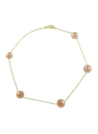 18 Karat Solid Gold Gradual Built-in Pearl Bracelet 