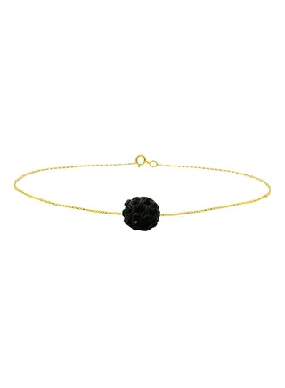 10 Karat Solid Yellow Gold Simple 10 mm Crystal Ball Bracelet 