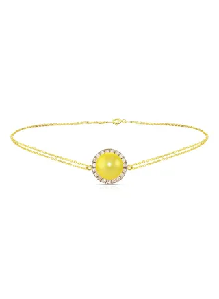18 Karat Gold 0.10 ct Genuine Diamonds And Pearl Chain Bracelet 