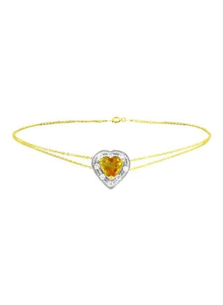 18 Karat Gold Diamonds And Citrine Studded Heart Bracelet 