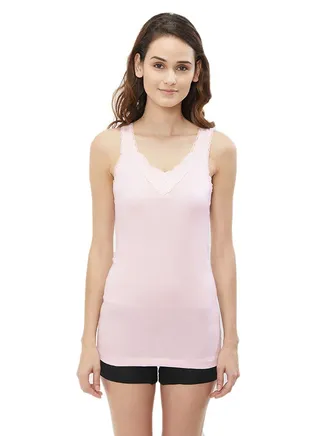 Ladies Cotton Vest Light Pink 
