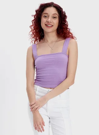 Square Neck Knitted Tank Top 