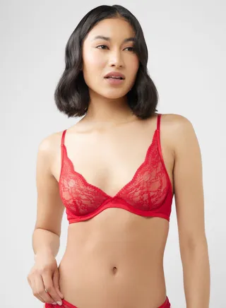 Non Padded Plunge Lace Bra 