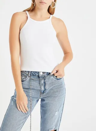 Cropped Tank Top White 