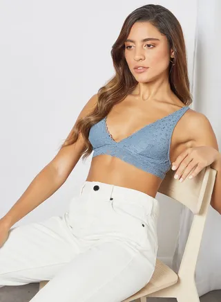 Non Padded Lace Bra Blue 