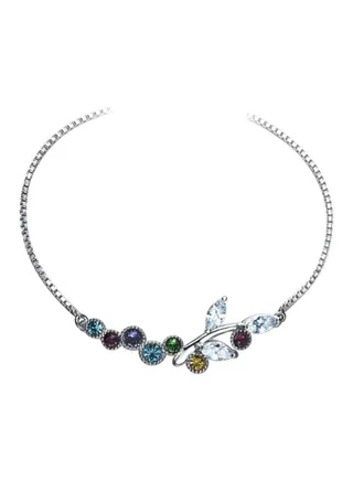Silver Zircon And Crystal Studded Bracelet 