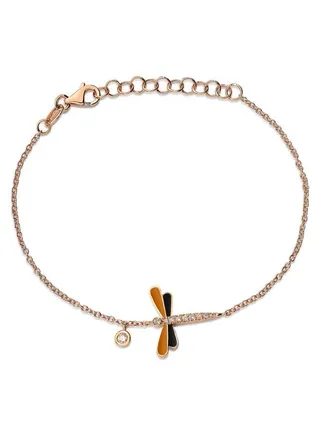 18K Gold Dragon Fly Diamond Bracelet 