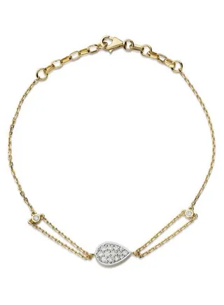 18K Gold Pear Shape Diamond Studded Bracelet 