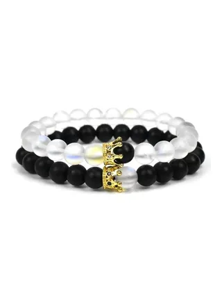 2-Piece Onyx Northern Lights Quartz Bracelet Set 