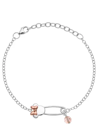 Disney Official Minnie Mouse Safety Pin Bracelet in 18K Sterling Silver 