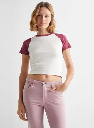 Youth Color Block Crop T-Shirt 
