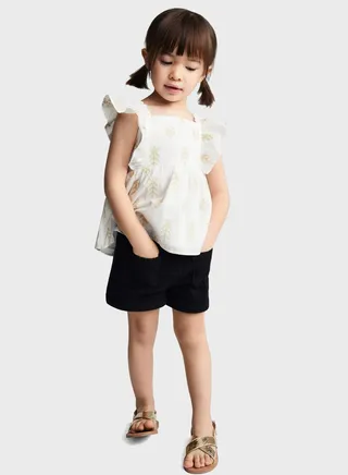 Kids Embroidered Ruffle Top 
