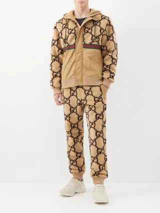 GG-jacquard Wool-blend Fleece Track Jacket
