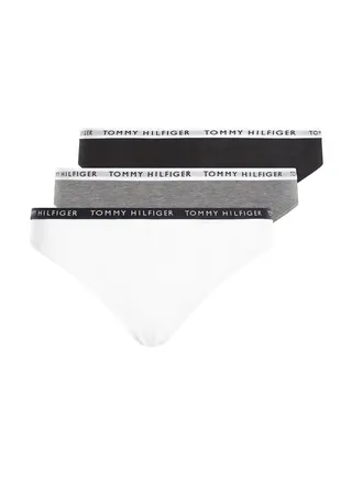Women's 3-Pack Logo Waistband Briefs Underwear Bottoms, Grey/ White/ Black 