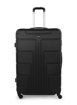 Hard Case Travel Bag Cabin Luggage Trolley ABS Lightweight Suitcase with 4 Spinner Wheels A1012 Black 
