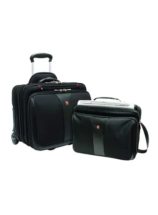 2-Piece Patriot Rolling Business Trolley Bag Set Black 