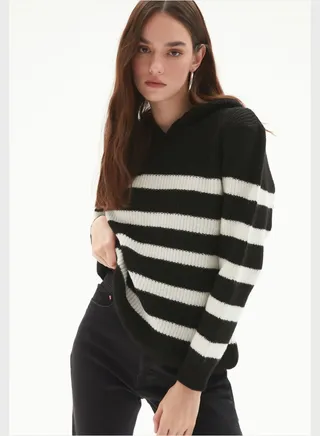 V-Neck Striped Knitted Sweater