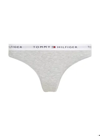 Women's Icon Logo Waistband Thong Underwear Bottoms, Grey 