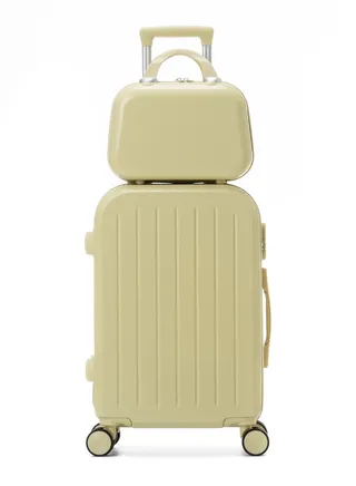Luggage high color boarding box mute universal wheel sturdy travel code case, mother and son box (lemon yellow) 