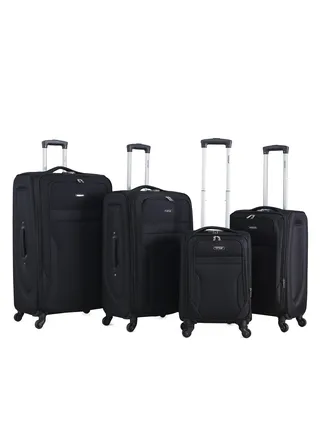 Set of 4 Light Weight Polyester Fabric Trolley Luggage With Number Lock 20,24,28,32 Inches 